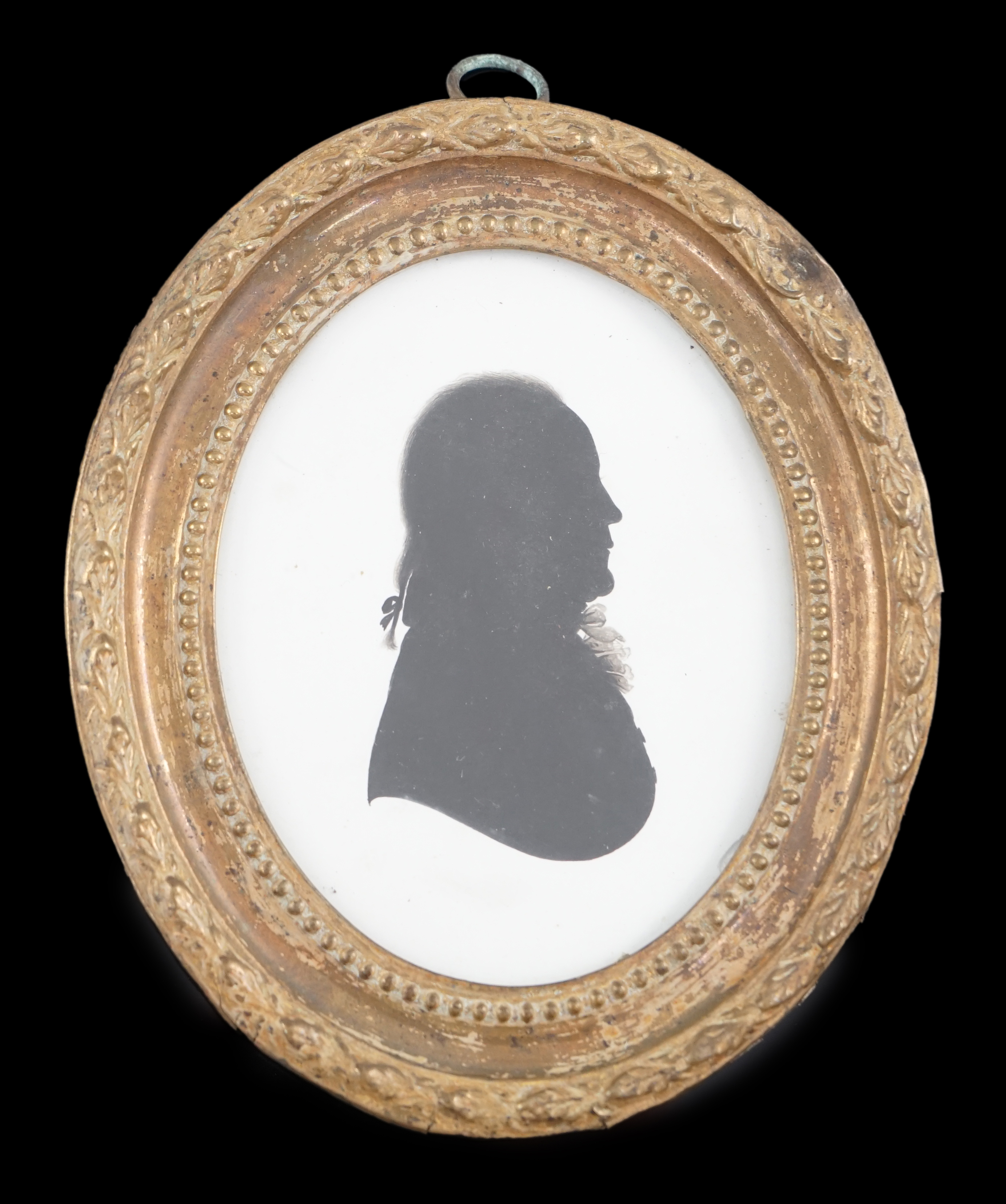 John Miers (1756-1821), Silhouette of a gentleman, painted plaster, 8.7 x 6.7cm.